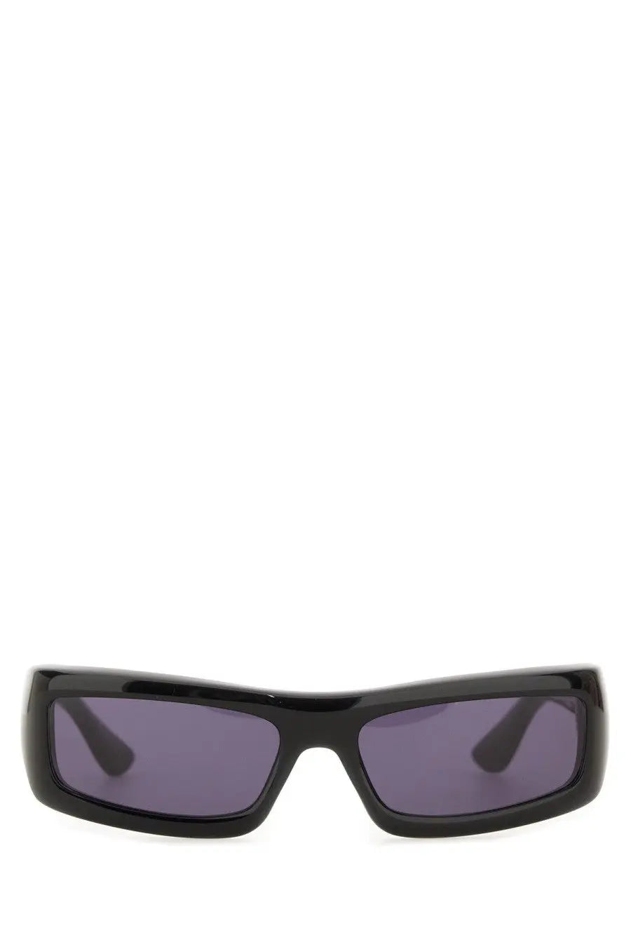 Black rectangular sunglasses with dark purple lenses from port tanger women’s daryan black collection