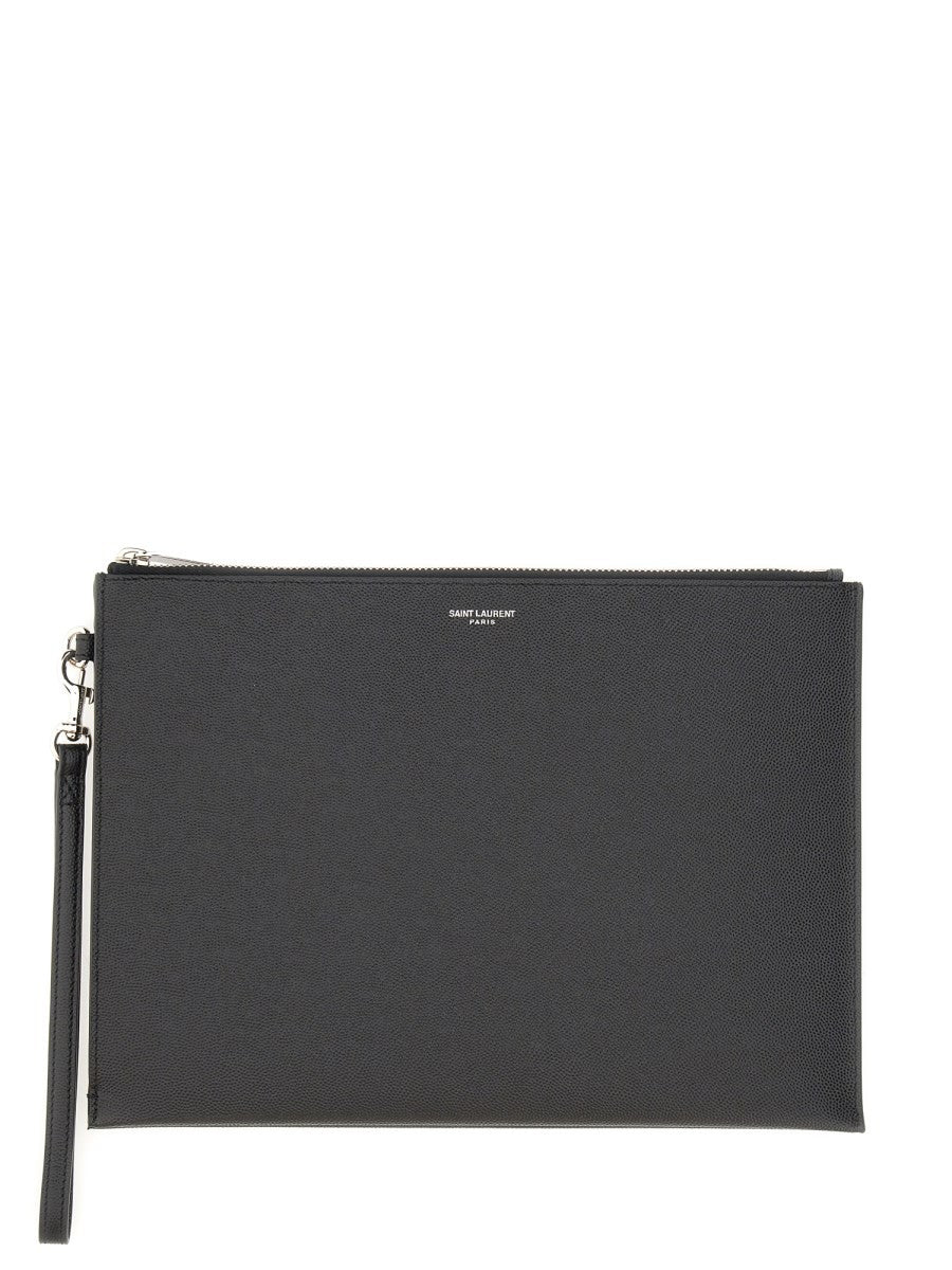 Saint Laurent Men's Porta Tablet Con Zip Black