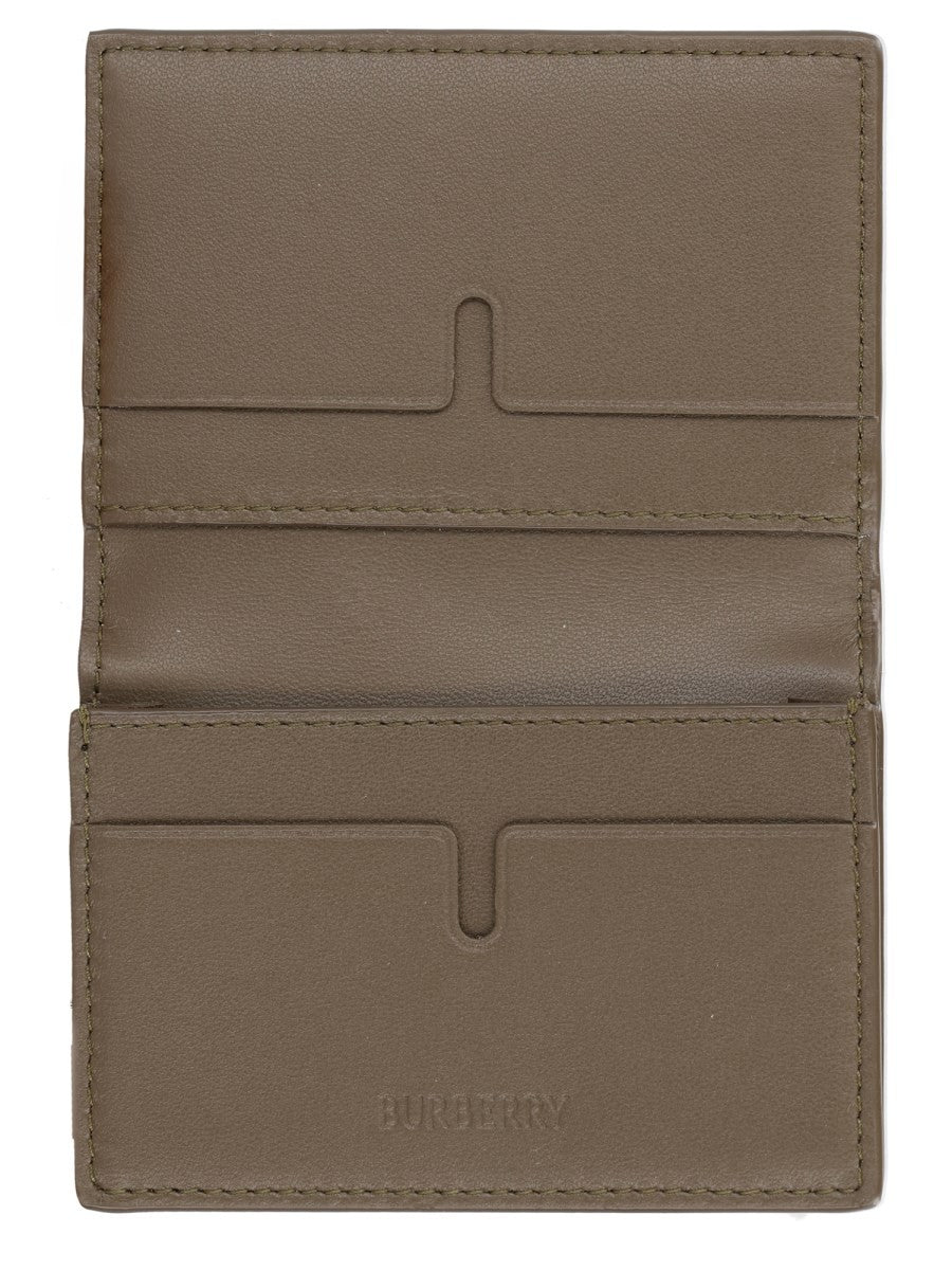 Burberry Men's Libro Card Holder with Print Check Beige