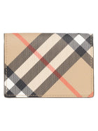 Burberry Men's Libro Card Holder with Print Check Beige
