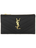 Saint Laurent Women's Cassandre Card Holder Black