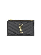 Saint Laurent Women's Cassandre Card Holder Black