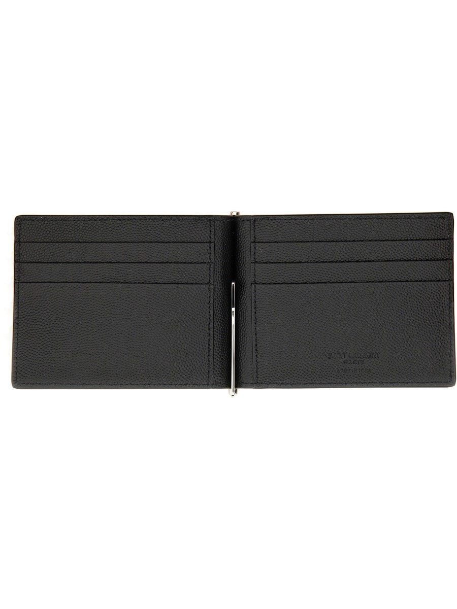 Saint Laurent Men's Portacarte Con Clip per Banconote Black