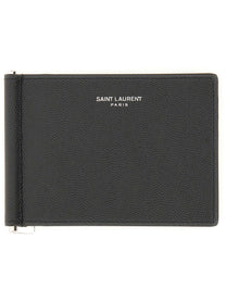 Saint Laurent Men's Portacarte Con Clip per Banconote Black