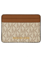 Michael Kors Women's Jet Set Logo Card Holder Beige