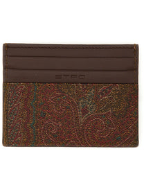 Etro Men's Paisley Print Card Holder Brown
