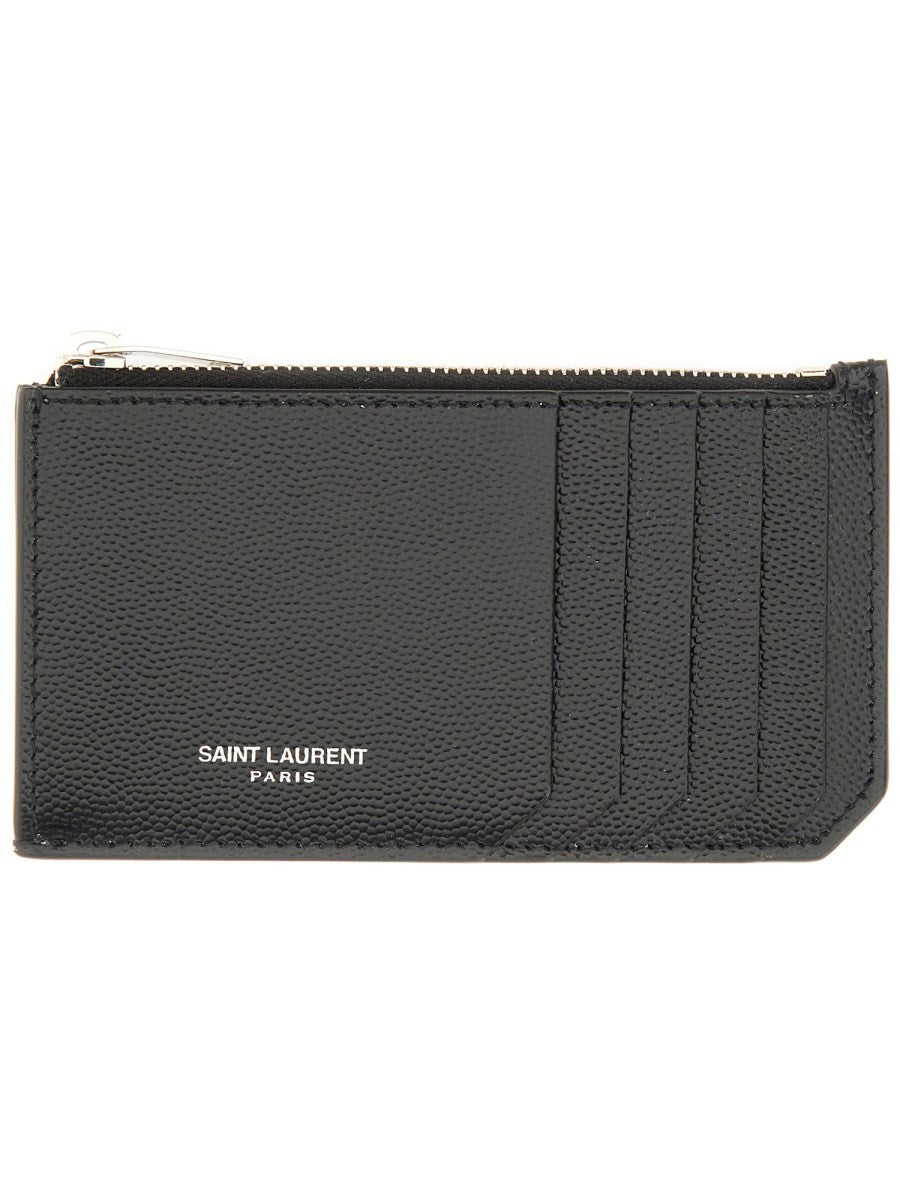 Saint Laurent Men's Portacarte Con Zip Black