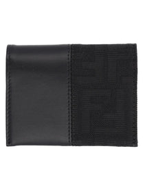 Fendi Men's FF Card Holder with Fascia in Jacquard Black