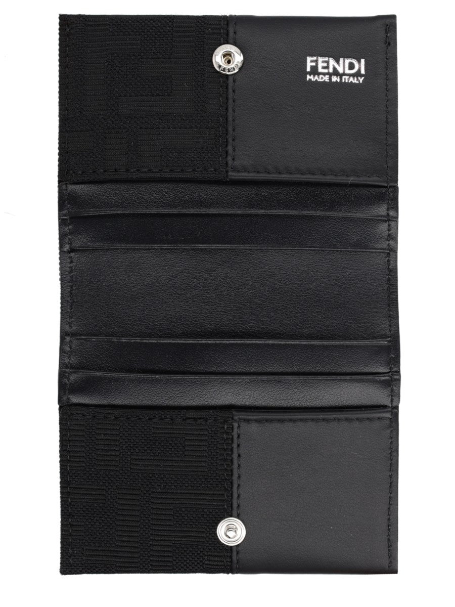 Fendi Men's FF Card Holder with Fascia in Jacquard Black