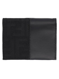 Fendi Men's FF Card Holder with Fascia in Jacquard Black