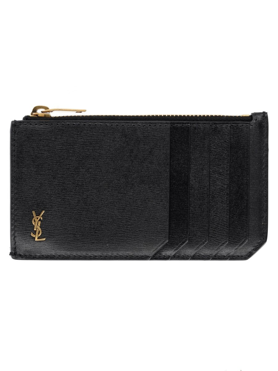 Saint Laurent Men's Fragments Tiny Cassandre Card Holder Black
