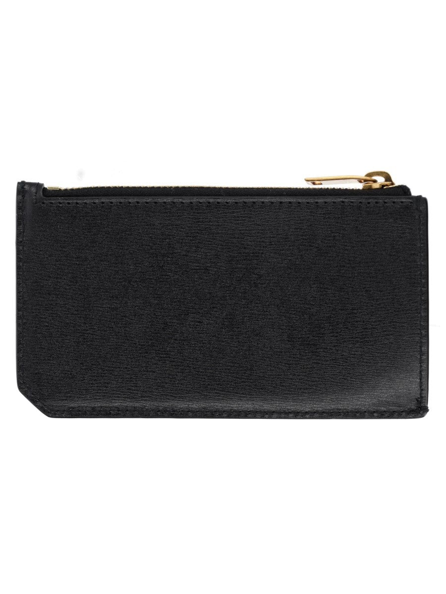 Saint Laurent Men's Fragments Tiny Cassandre Card Holder Black, view 2