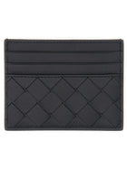 Bottega Veneta Men's Leather Woven Card Holder Black