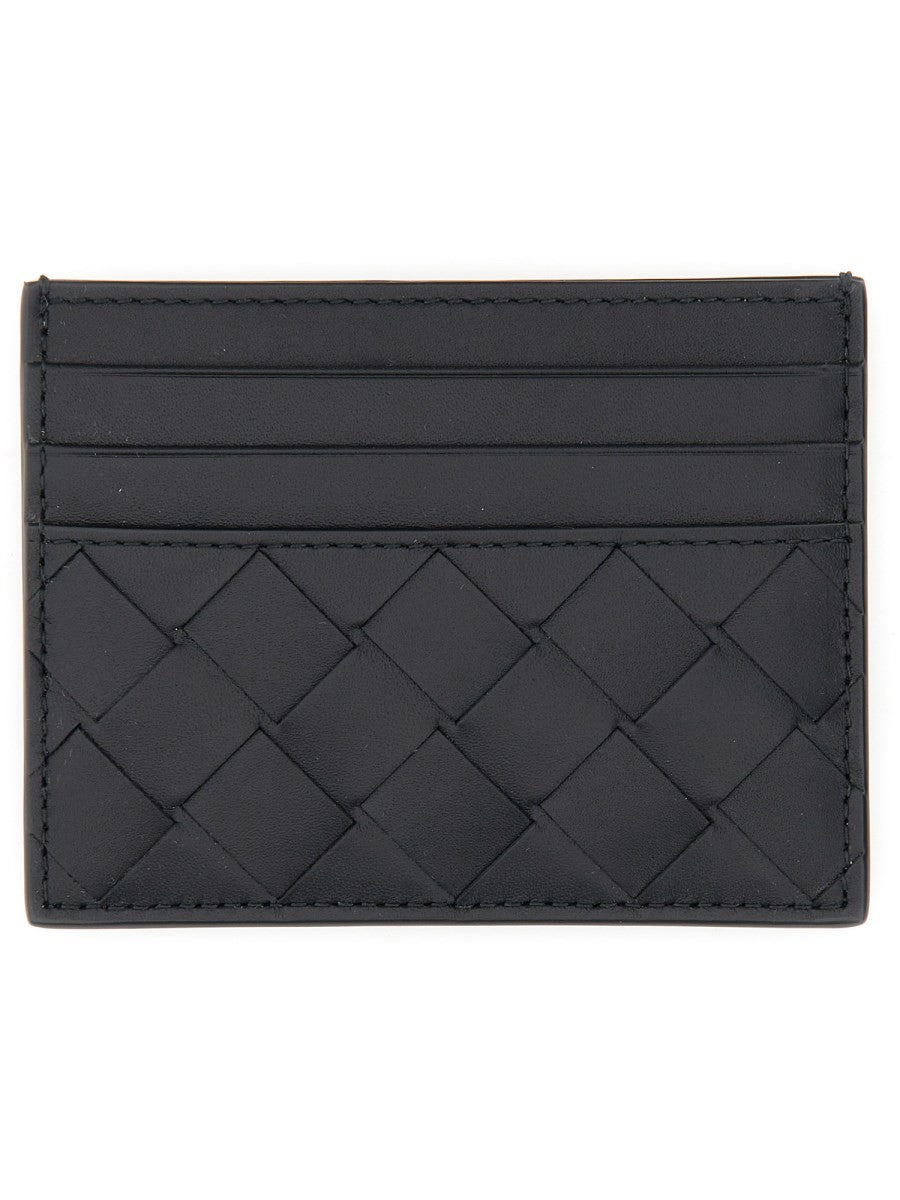 Bottega Veneta Men's Leather Woven Card Holder Black, view 2