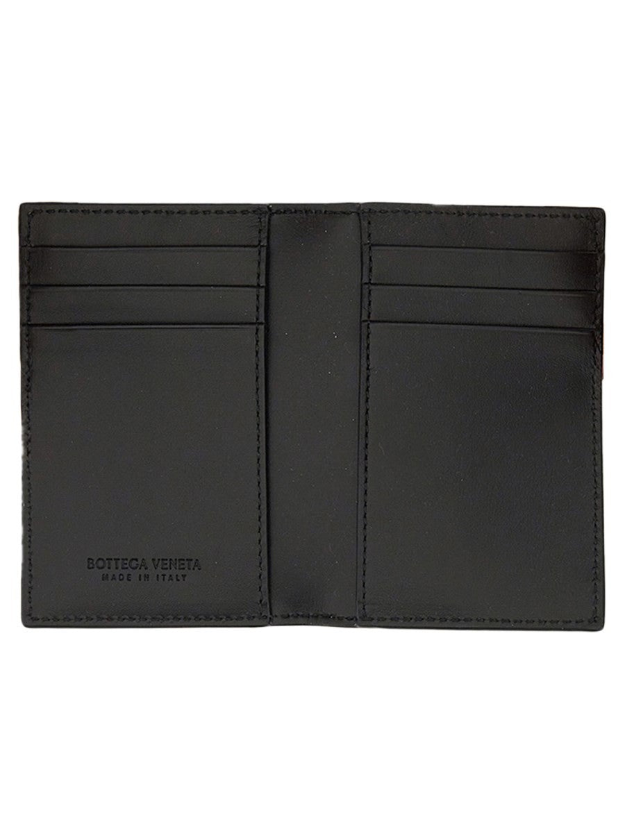 Bottega Veneta Men's Woven Card Holder with Patta Black, view 2