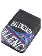 Balenciaga Men's Printed Magnetico Card Holder Black, view 3