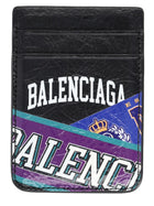 Balenciaga Men's Printed Magnetico Card Holder Black