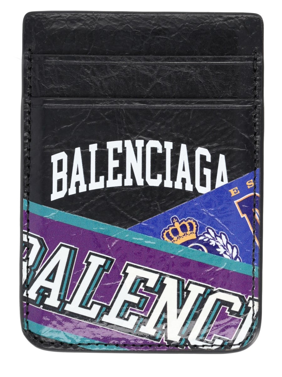 Balenciaga Men's Printed Magnetico Card Holder Black