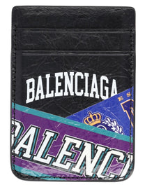 Balenciaga Men's Printed Magnetico Card Holder Black
