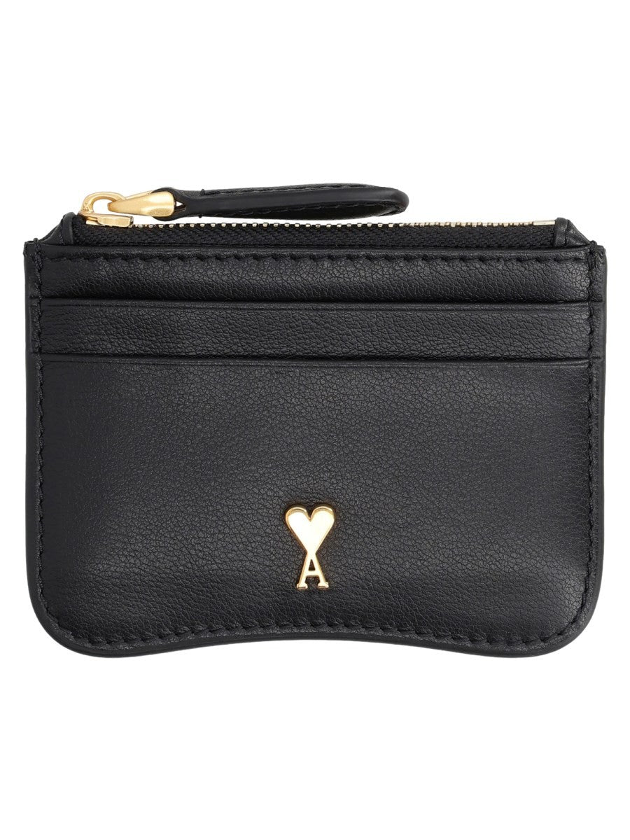 Ami Paris Unisex Zip Paris Card Holder Black