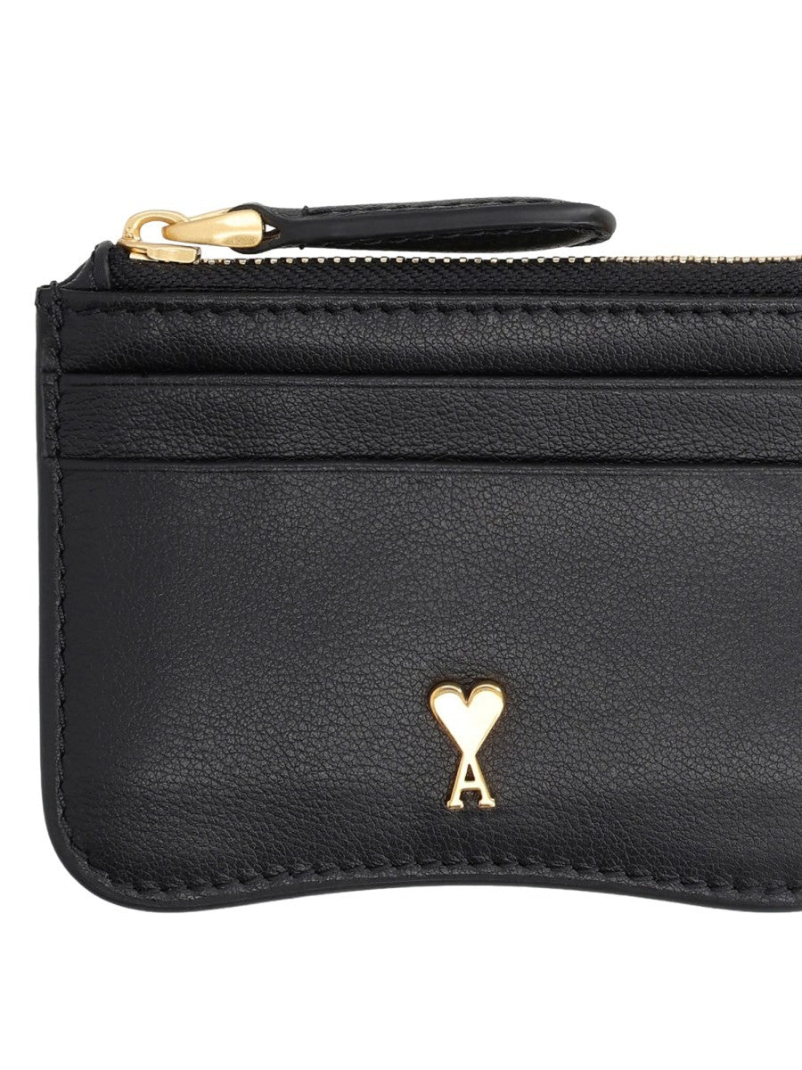 Ami Paris Unisex Zip Paris Card Holder Black