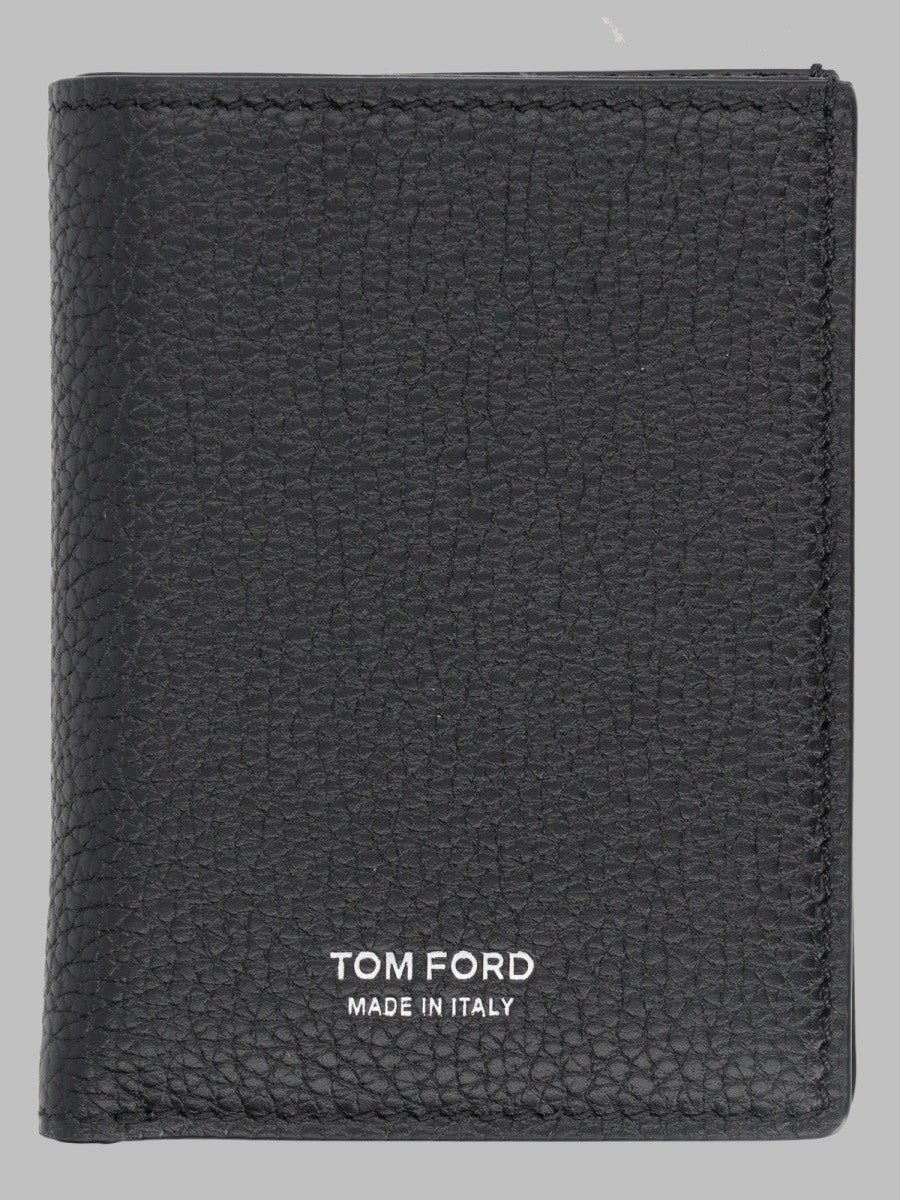 Tom Ford Men's Portacarte Pieghevole in Pelle Fiore Black