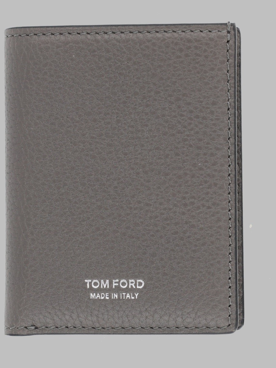 Tom Ford Men's Portacarte Pieghevole in Pelle Fiore Grey