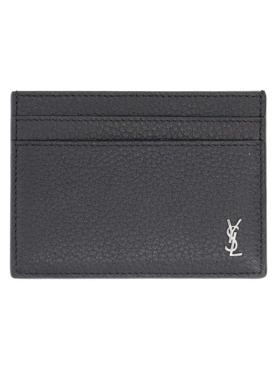 Saint Laurent Men's Tiny Cassandre Card Holder Black