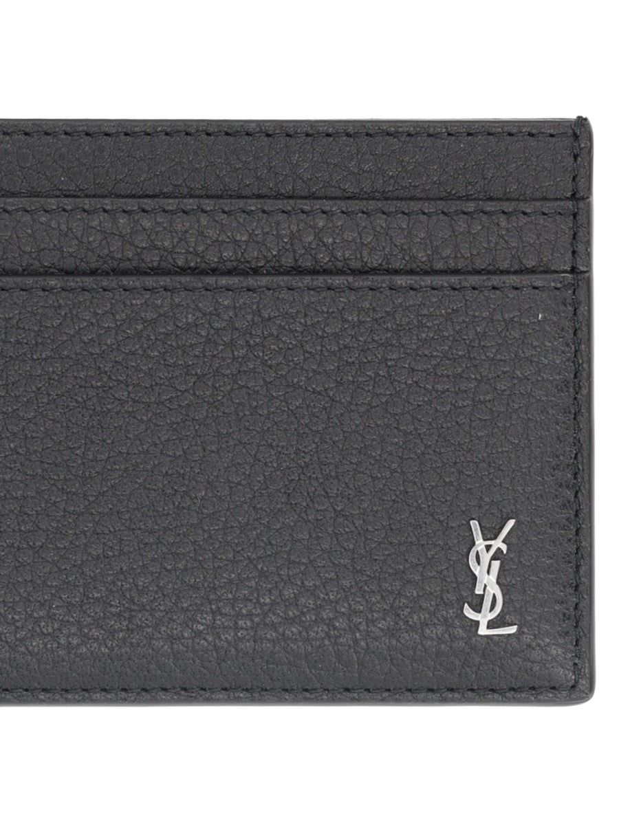 Saint Laurent Men's Tiny Cassandre Card Holder Black