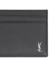 Saint Laurent Men's Tiny Cassandre Card Holder Black