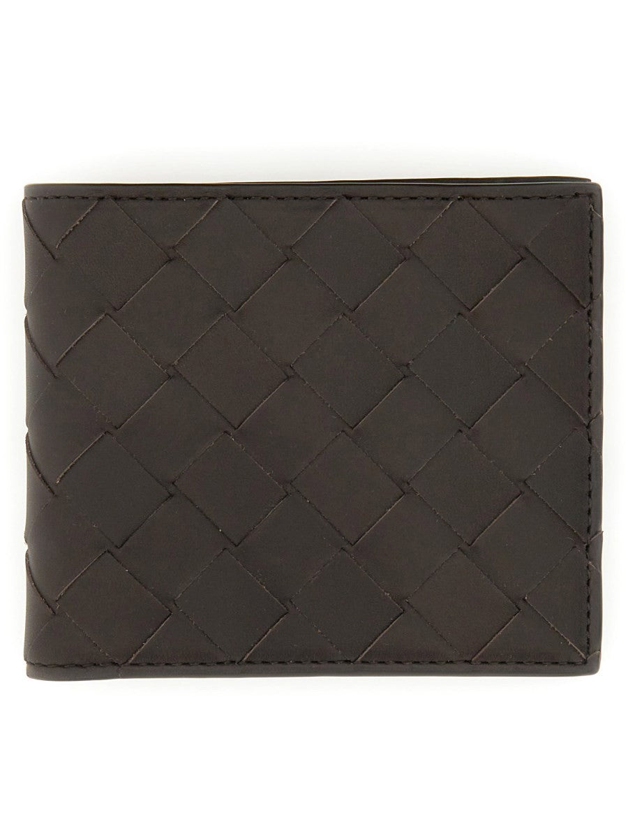 Bottega Veneta Men's Bi Fold Wallet with Motif Woven Brown
