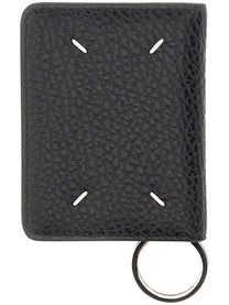 Maison Margiela Unisex Portacarte Bifold Con Portachiavi Four Stitches Black