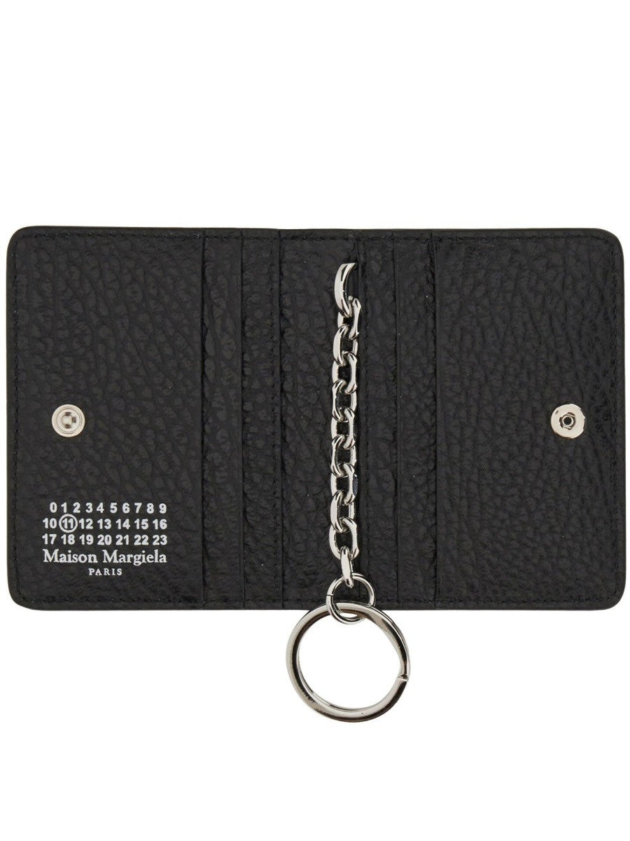 Maison Margiela Unisex Portacarte Bifold Con Portachiavi Four Stitches Black