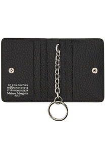 Maison Margiela Unisex Portacarte Bifold Con Portachiavi Four Stitches Black