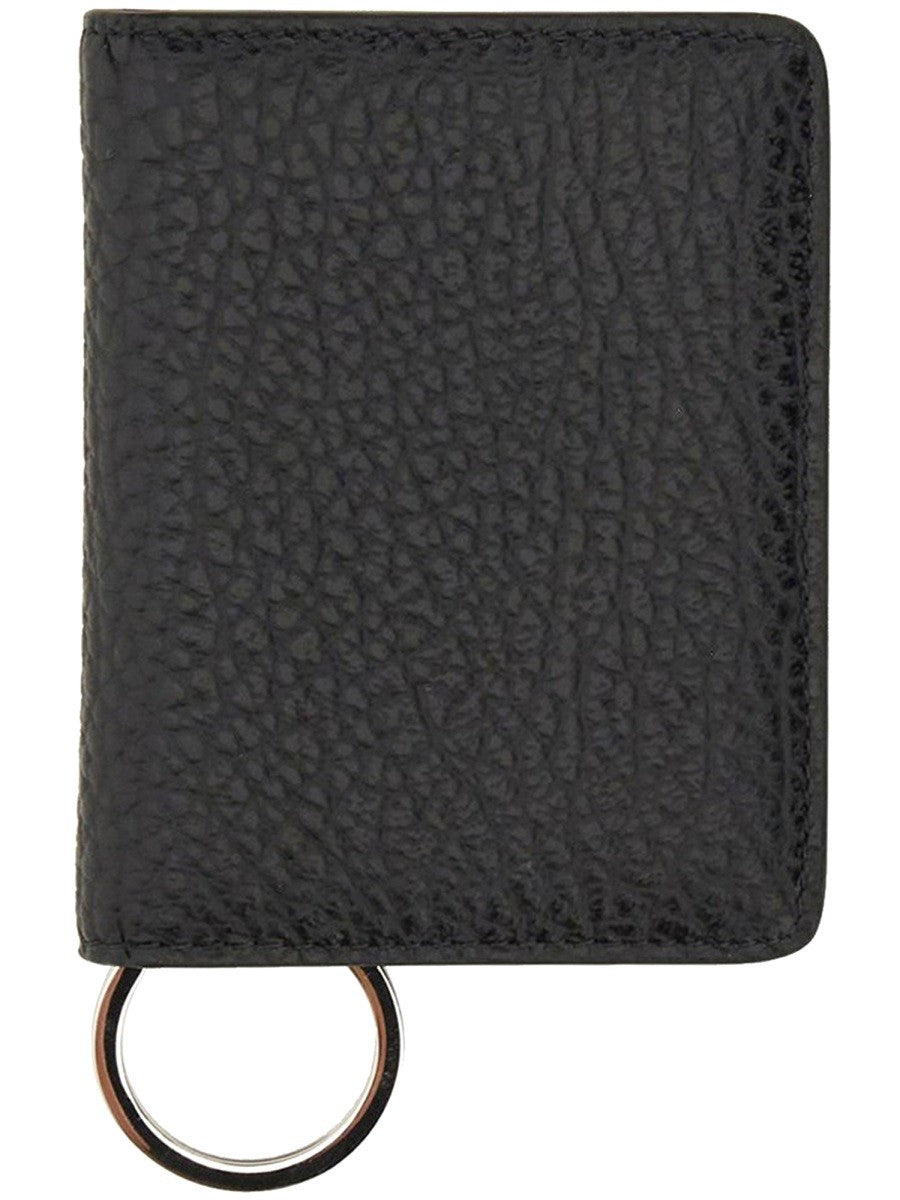 Maison Margiela Unisex Portacarte Bifold Con Portachiavi Four Stitches Black
