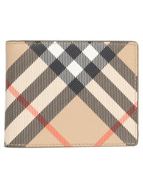Burberry Men's Bifold Wallet with Print Check Beige