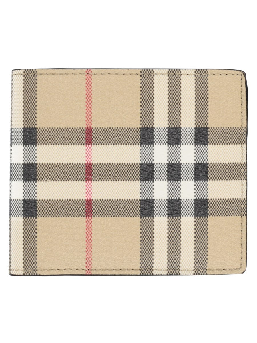 Burberry Women's Portafoglio Bifold Con Stampa Check Beige