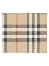 Burberry Women's Portafoglio Bifold Con Stampa Check Beige