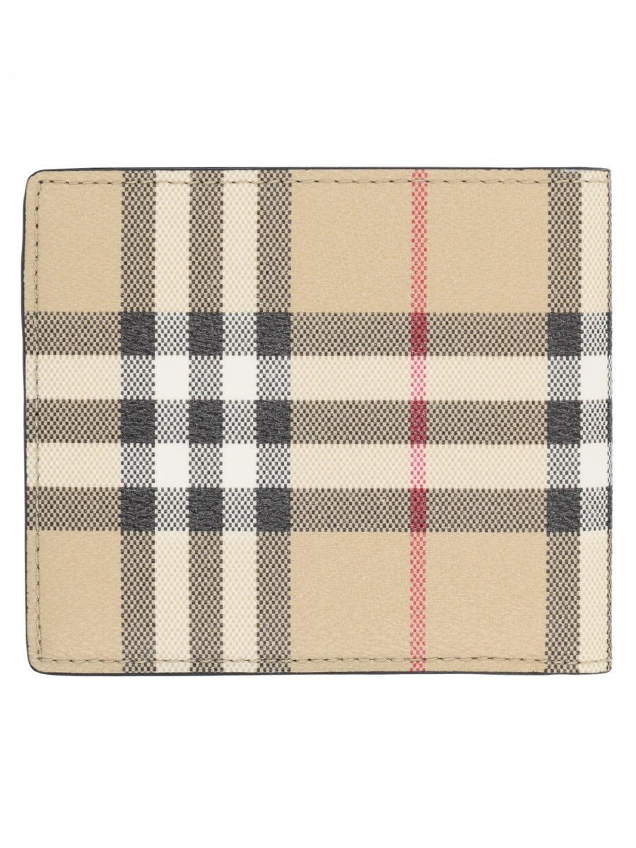 Burberry Women's Portafoglio Bifold Con Stampa Check Beige