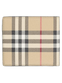 Burberry Women's Portafoglio Bifold Con Stampa Check Beige