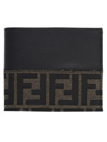 Fendi Men's Bifold FF Wallet with Fascia in Jacquard Black