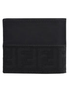 Fendi Men's Bifold FF Wallet with Fascia in Jacquard Black, view 2