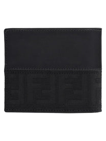 Fendi Men's Bifold FF Wallet with Fascia in Jacquard Black, view 2