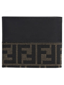 Fendi Men's Bifold FF Wallet with Fascia in Jacquard Black