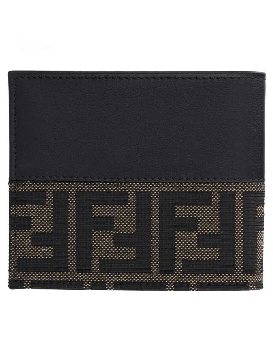 Fendi Men's Bifold FF Wallet with Fascia in Jacquard Black
