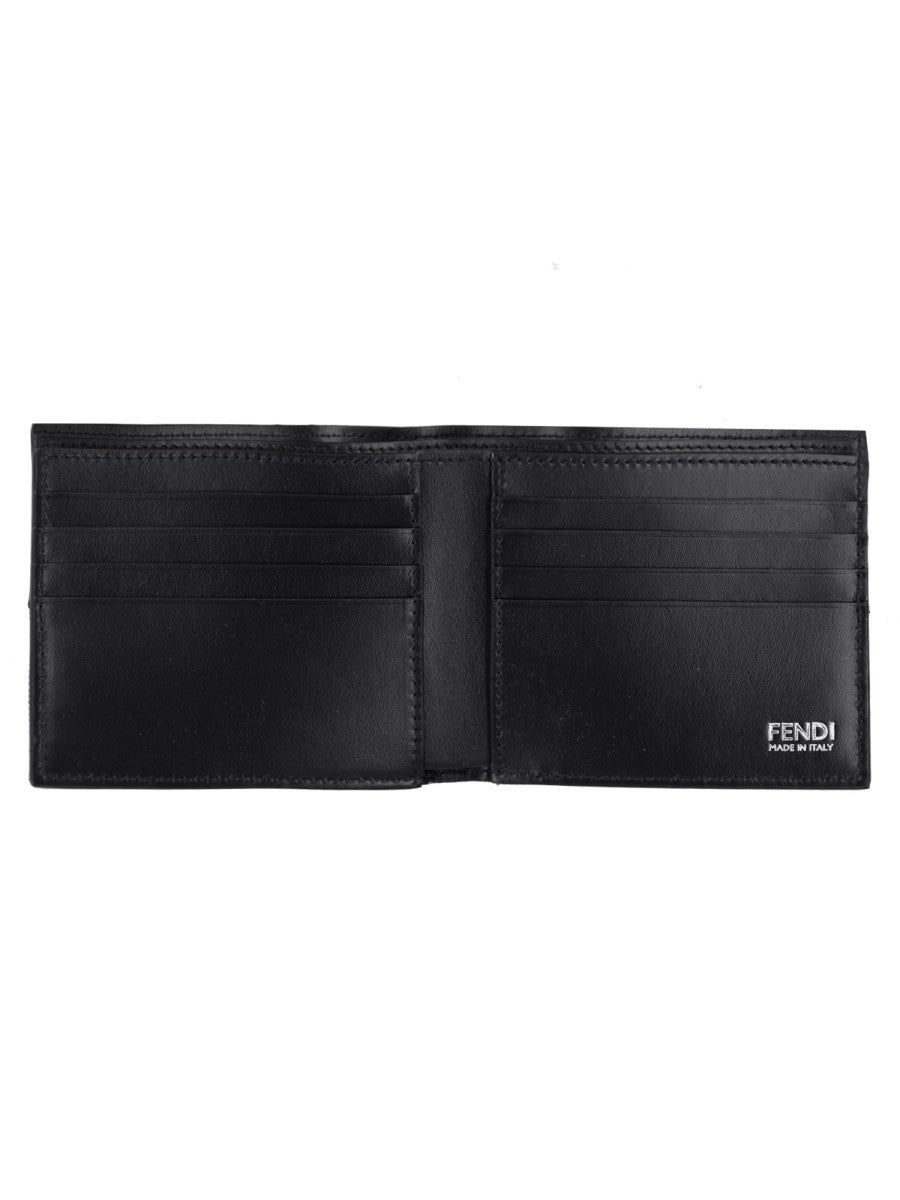 Fendi Men's Bifold FF Wallet with Fascia in Jacquard Black, view 3