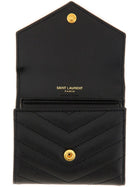 Saint Laurent Women's Cassandre Matelassé Multi Fold Wallet Black, view 3