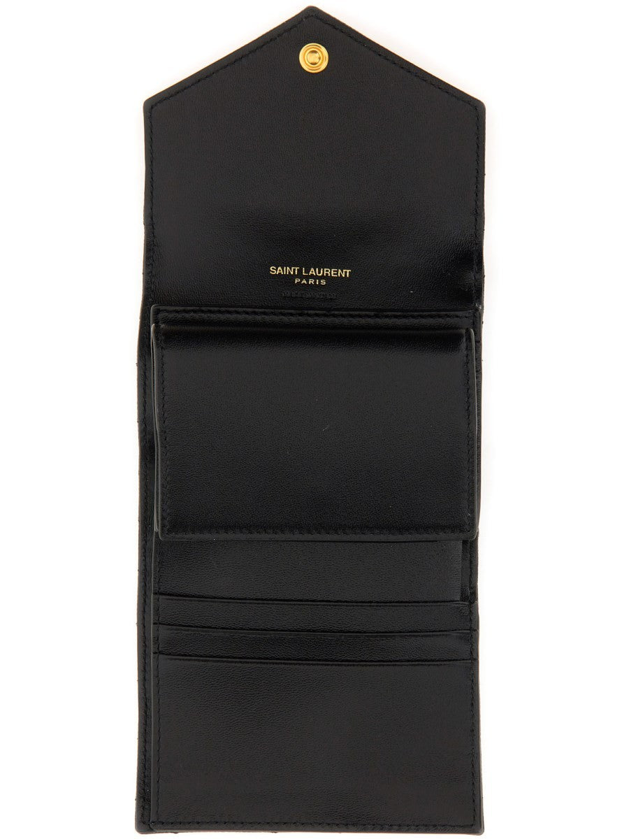 Saint Laurent Women's Portafoglio Cassandre Matelassé Multi Fold Black