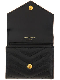 Saint Laurent Women's Portafoglio Cassandre Matelassé Multi Fold Black