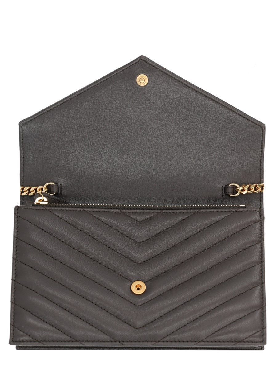 Saint Laurent Women's Portafoglio Con Catena Envelope Cassandre Grey